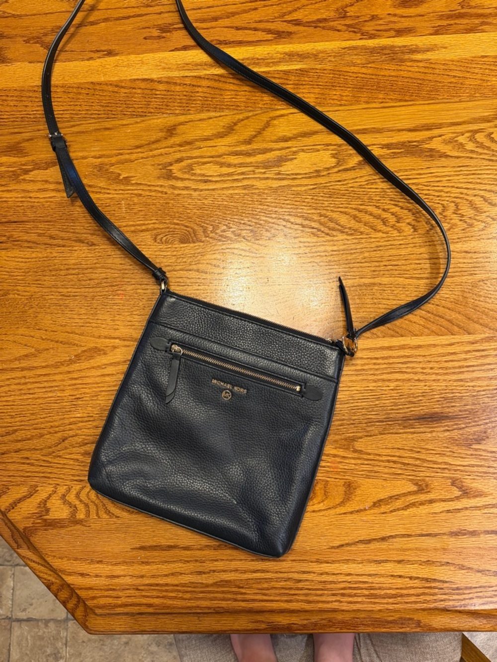 Michael Kors black Pebbled Leather Crossbody Messenger